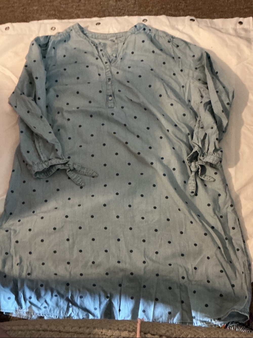 Old Navy Light Blue Polka Dot Tunic Blouse